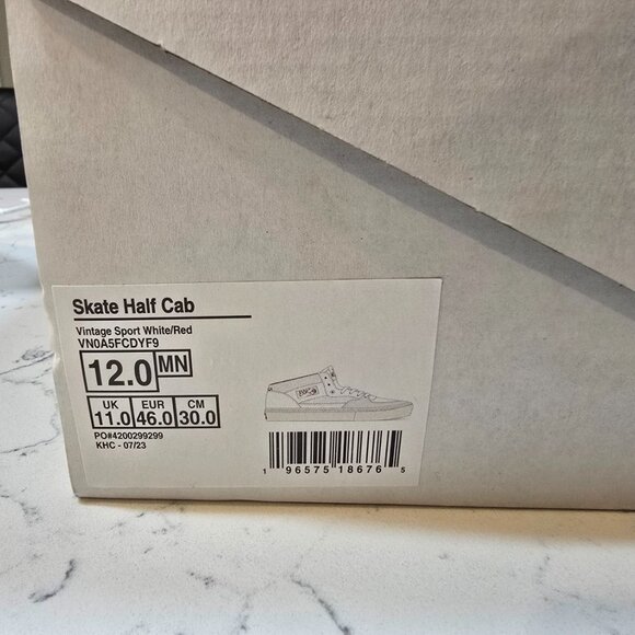 VANS Skate Half Cab Vintage Sport White/Red Sneakers Mid-Top Men’s Size 12 NEW - Picture 3 of 12